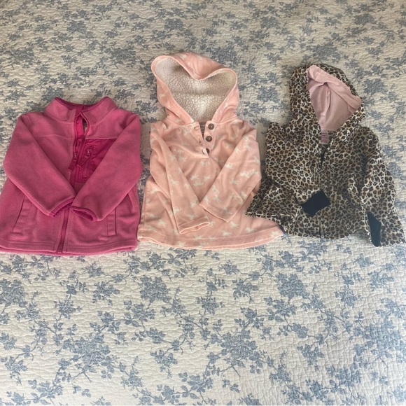 Toddler Girl Fleece Jacket Bundle Size 2T/24M Pink and Cheetah Print - Picture 1 of 9